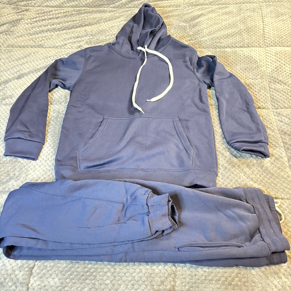 Navy Blue Hoodie and Joggers Sweatsuit Matching Set‎ Two Piece Lounge Set